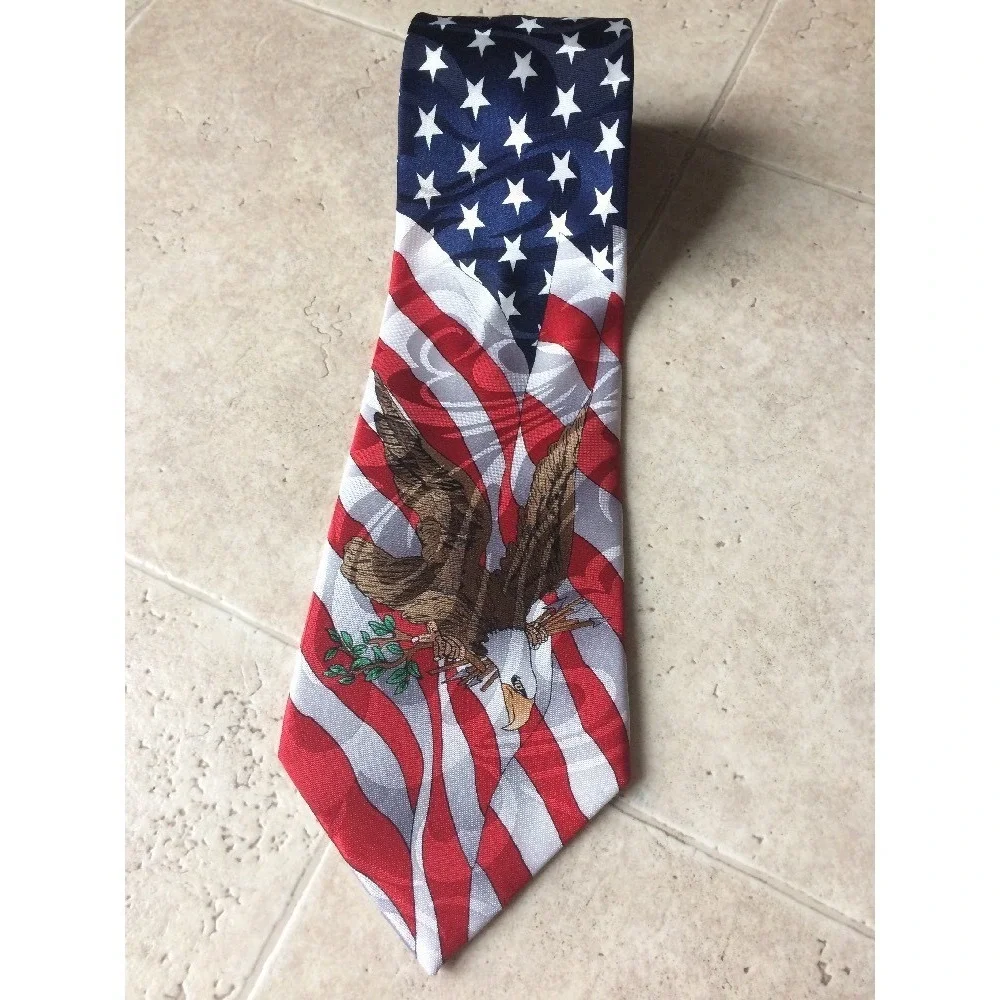Patriotic Tie American Flag Bold Eagle
